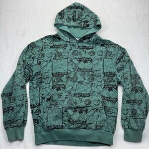 Nickelodeon Hey Arnold! All‎ Over Print Hoodie Pullover Cartoon Green Size S